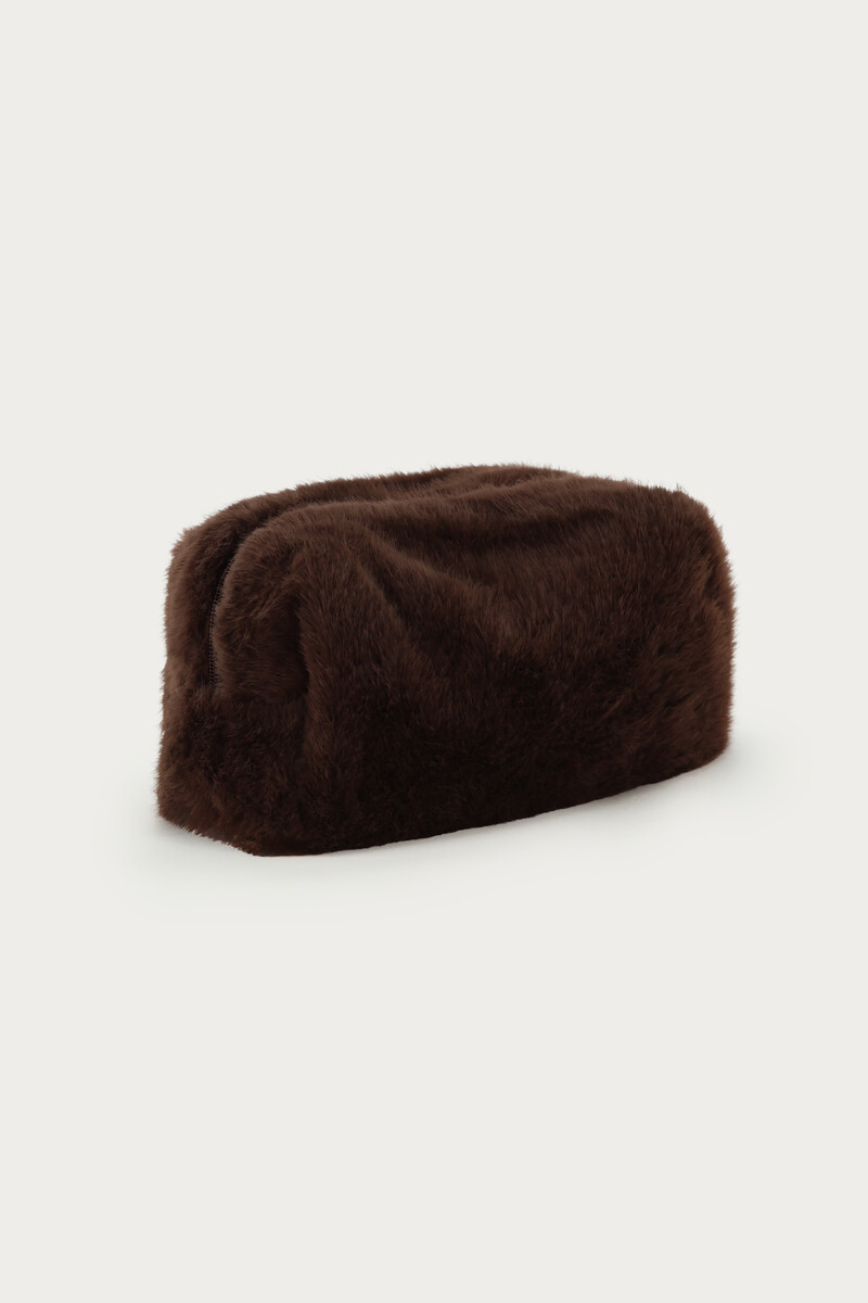Brown Faux Fur Toiletry Bag | My Jewellery