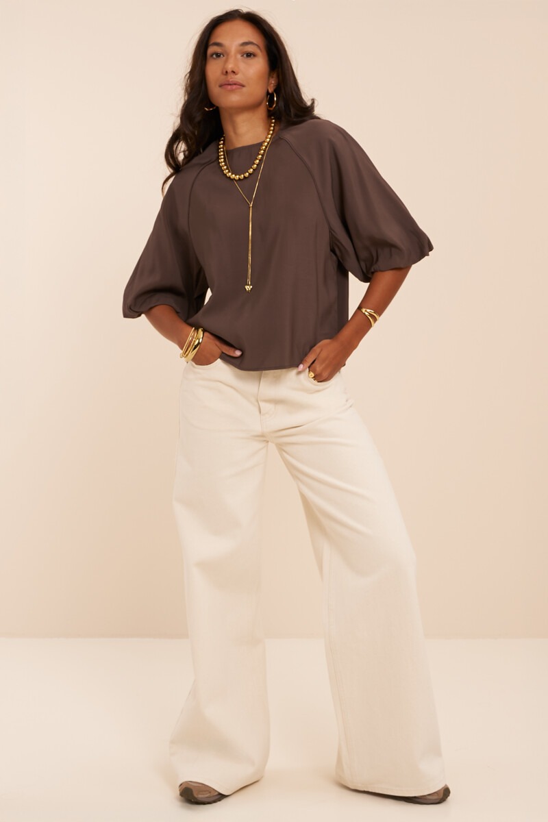 Brown top with balloon sleeves | My Jewellery
