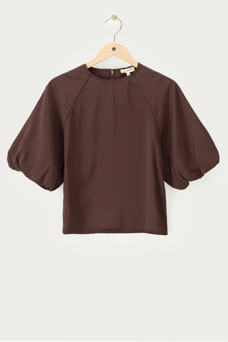 Brown Top with Balloon Sleeves | My Jewellery