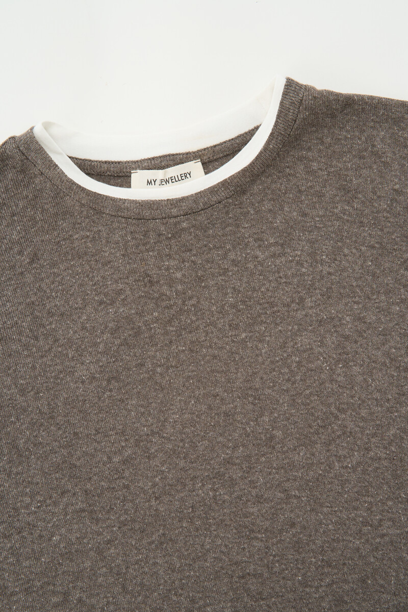 Brown top with double layer and short sleeves | My Jewellery