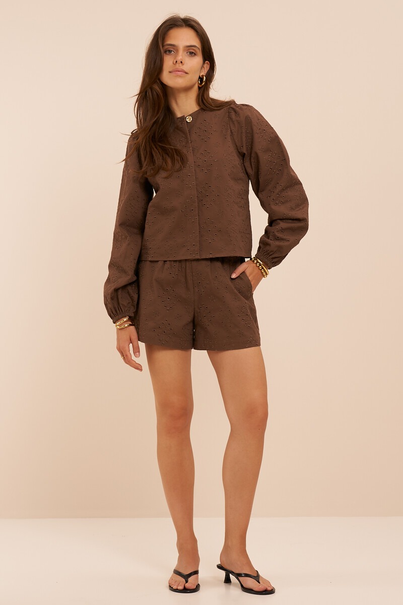 Brown shorts with embroidery anglaise | My Jewellery