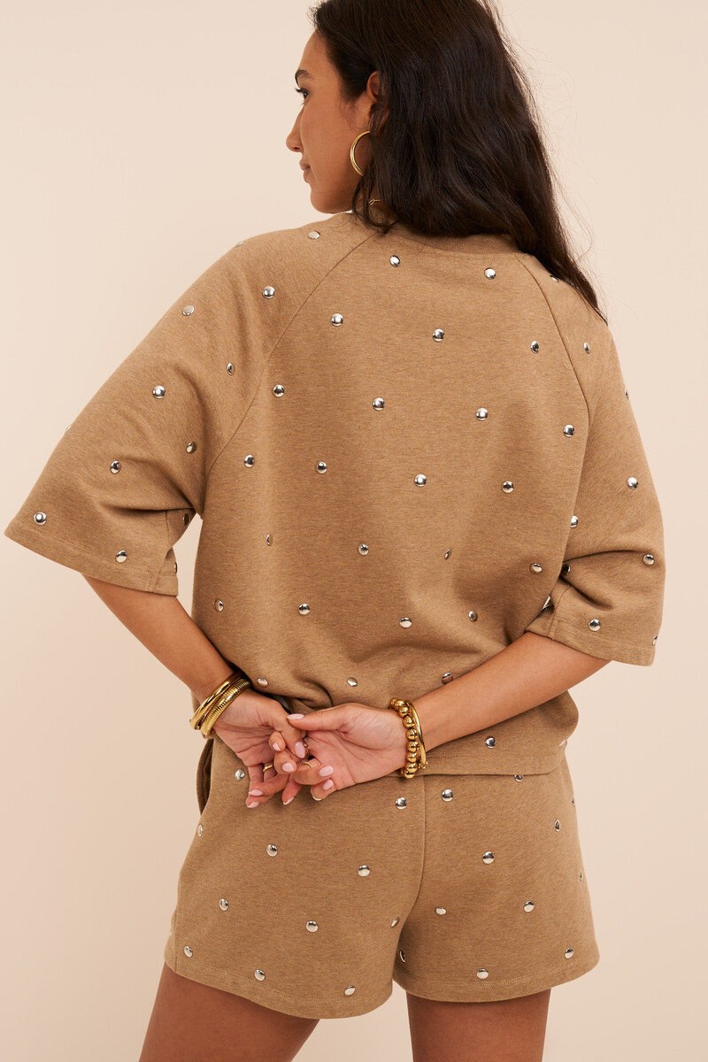 Brown sweatshirt with rhinestone details | My Jewellery