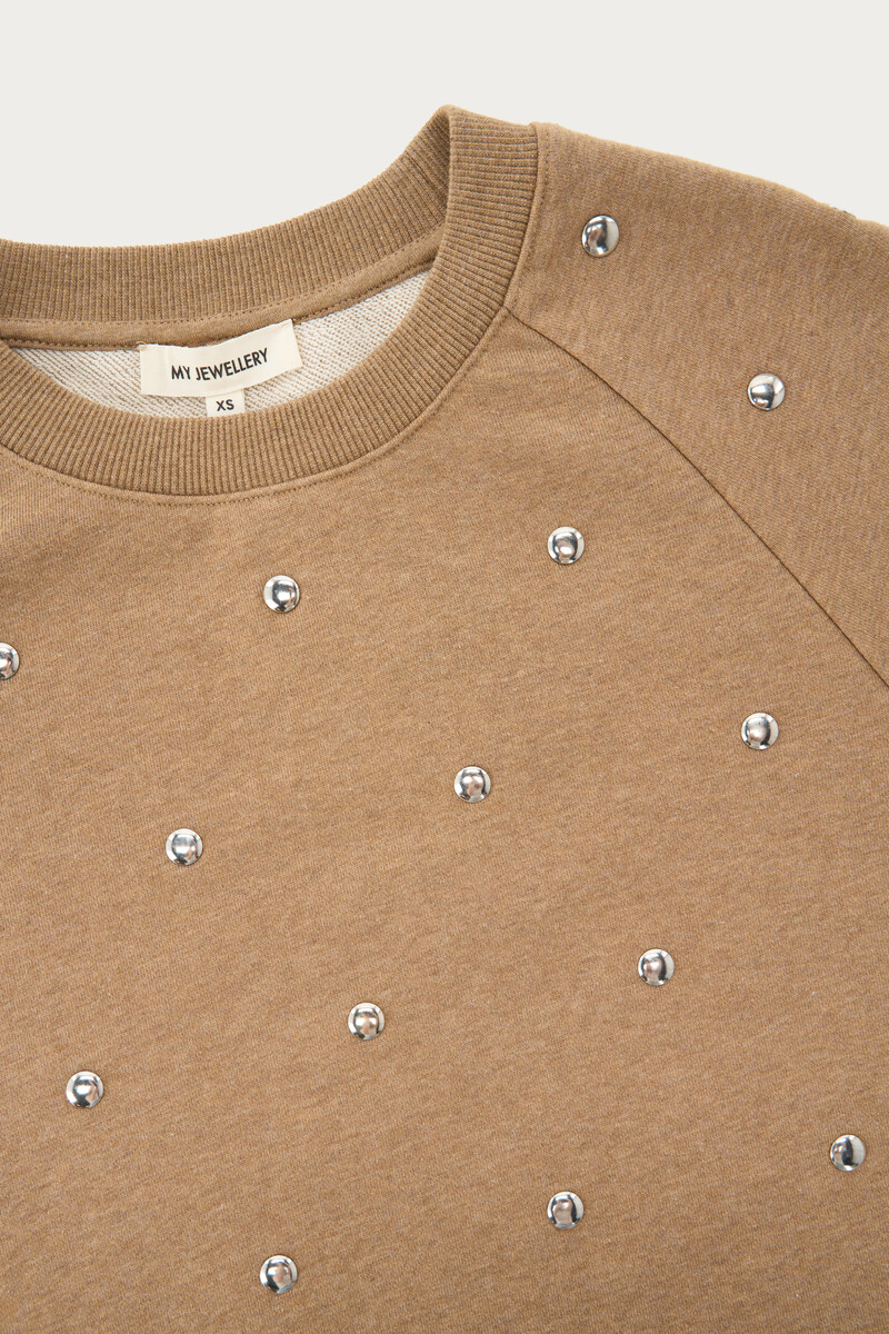 Brown sweatshirt with rhinestone details | My Jewellery