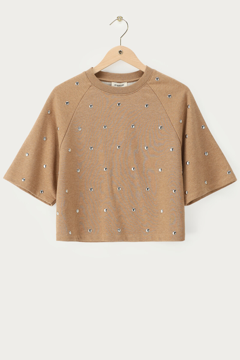 Brown sweatshirt with rhinestone details | My Jewellery