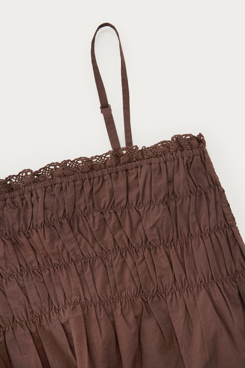 Brown top with smock and embroidery | My Jewellery