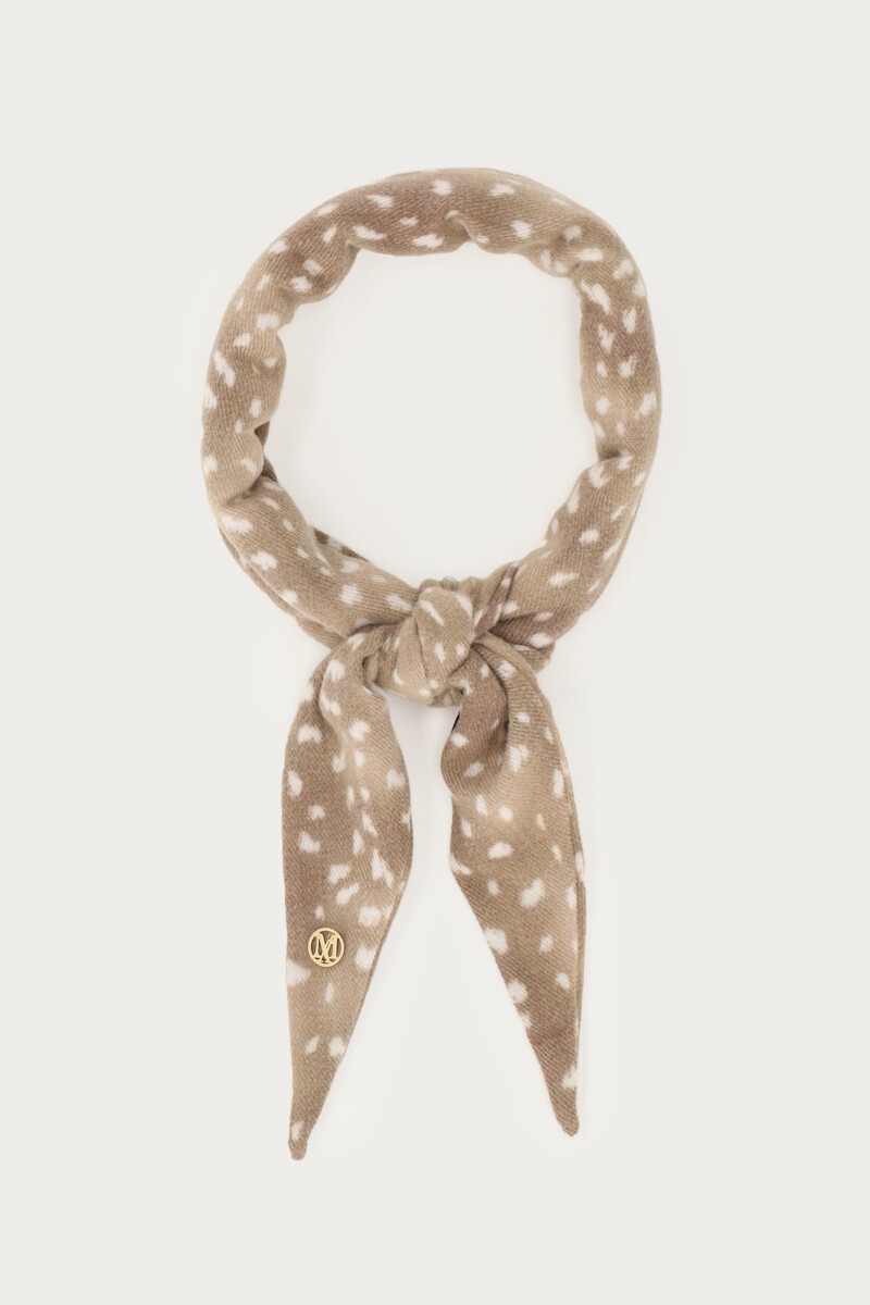 Brown triangle scarf with animal print | My Jewellery