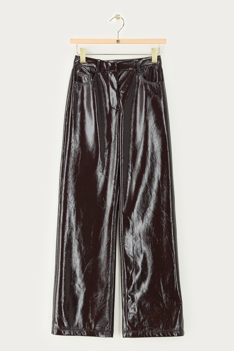 Brown pants with patent look | My Jewellery