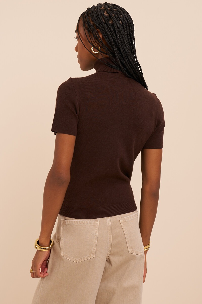 Brown turtleneck sweater with short sleeves | My Jewellery