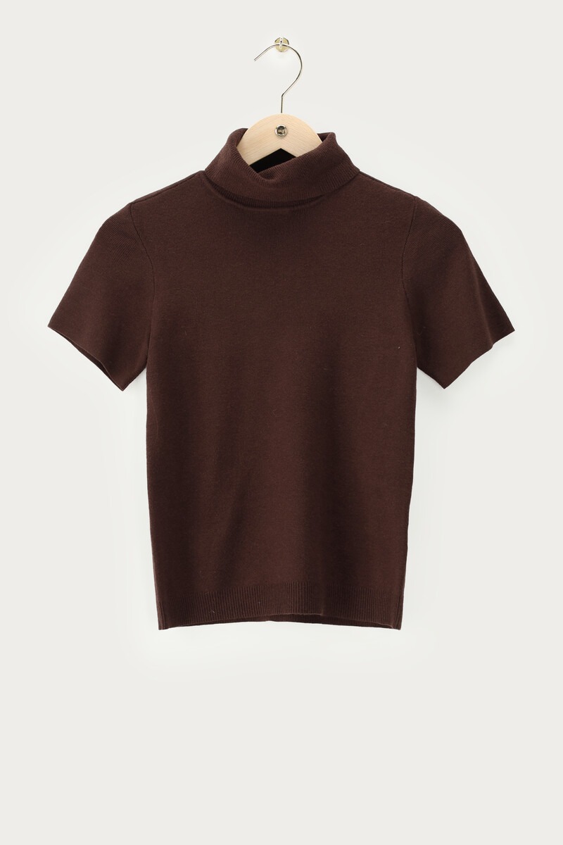 Brown turtleneck sweater with short sleeves | My Jewellery