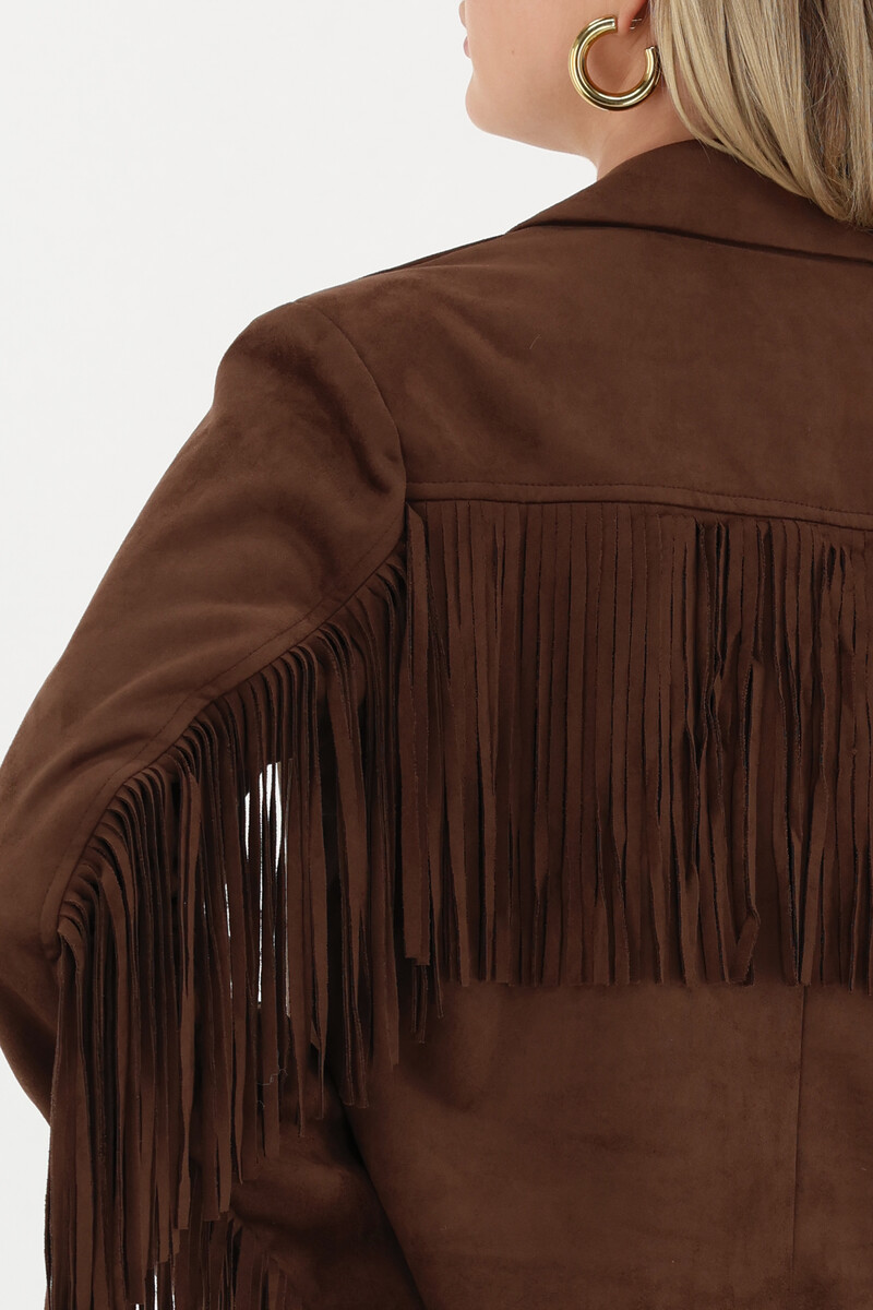 Brown western blazer with fringes in suede look | My Jewellery