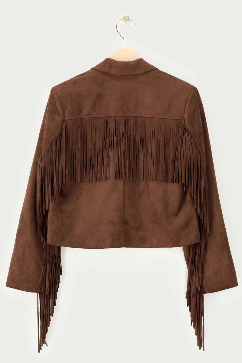 Brown western blazer with fringes in suede look | My Jewellery