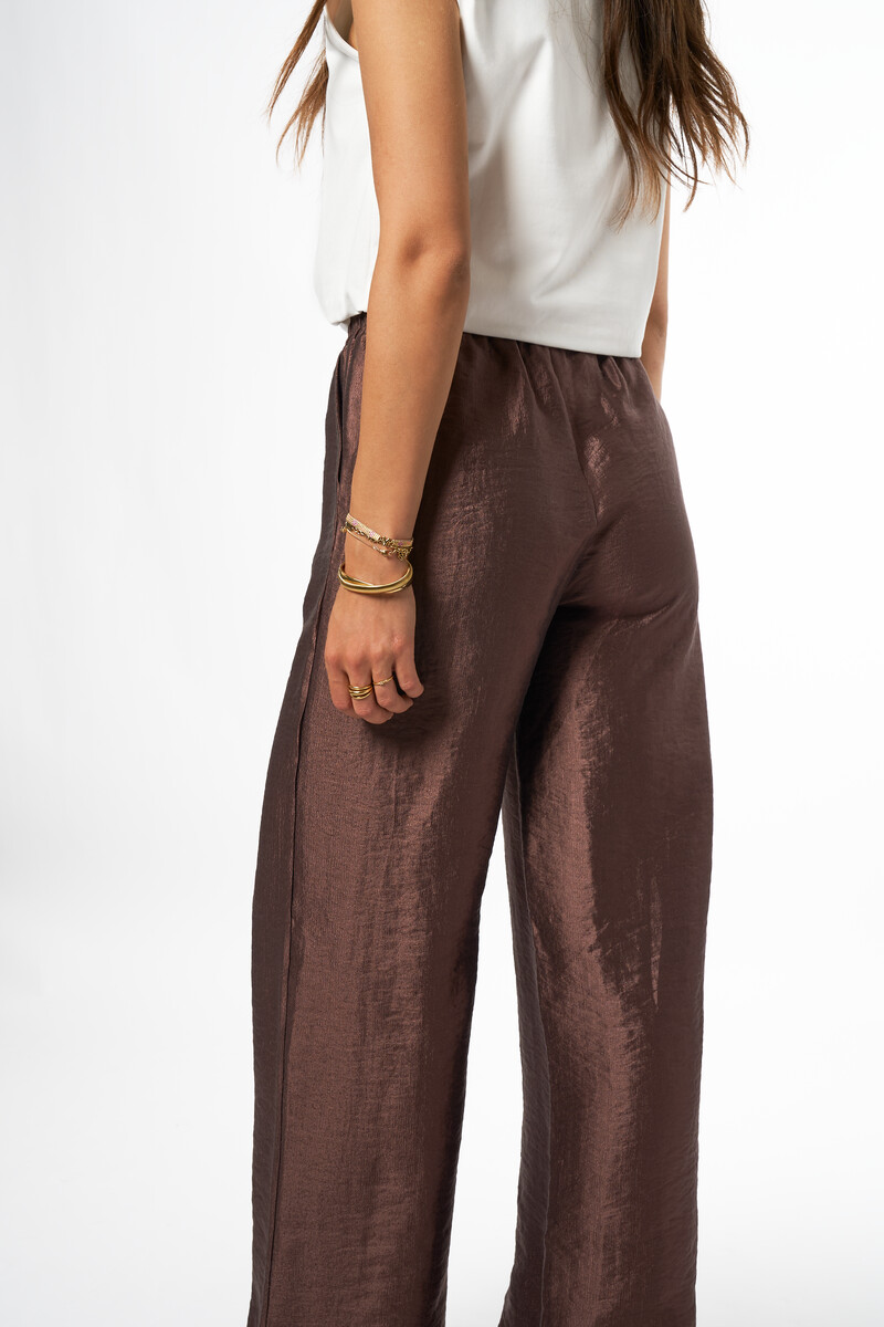 Brown wide-leg satin-look trousers | My Jewellery