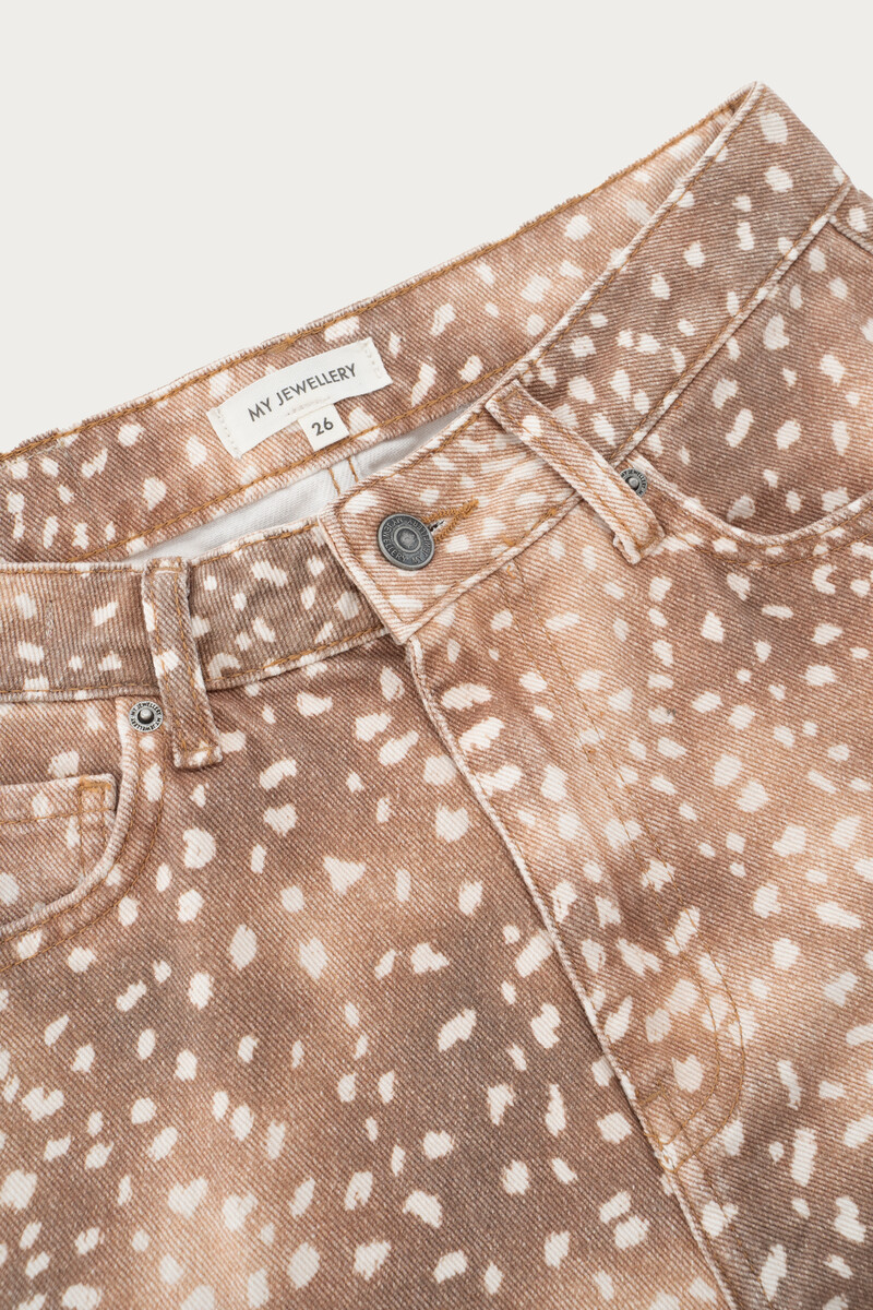 Brown wide leg jeans with animal print | My Jewellery