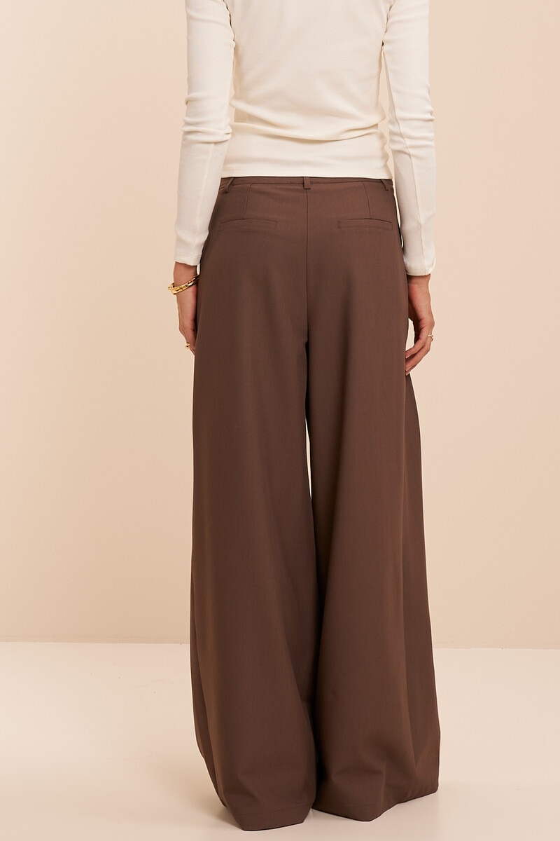 Brown wide leg trousers with pleats | My Jewellery