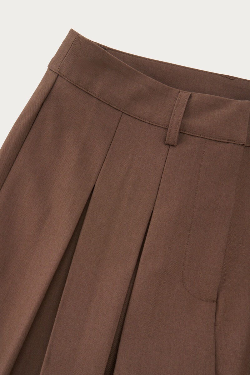 Brown wide leg trousers with pleats | My Jewellery
