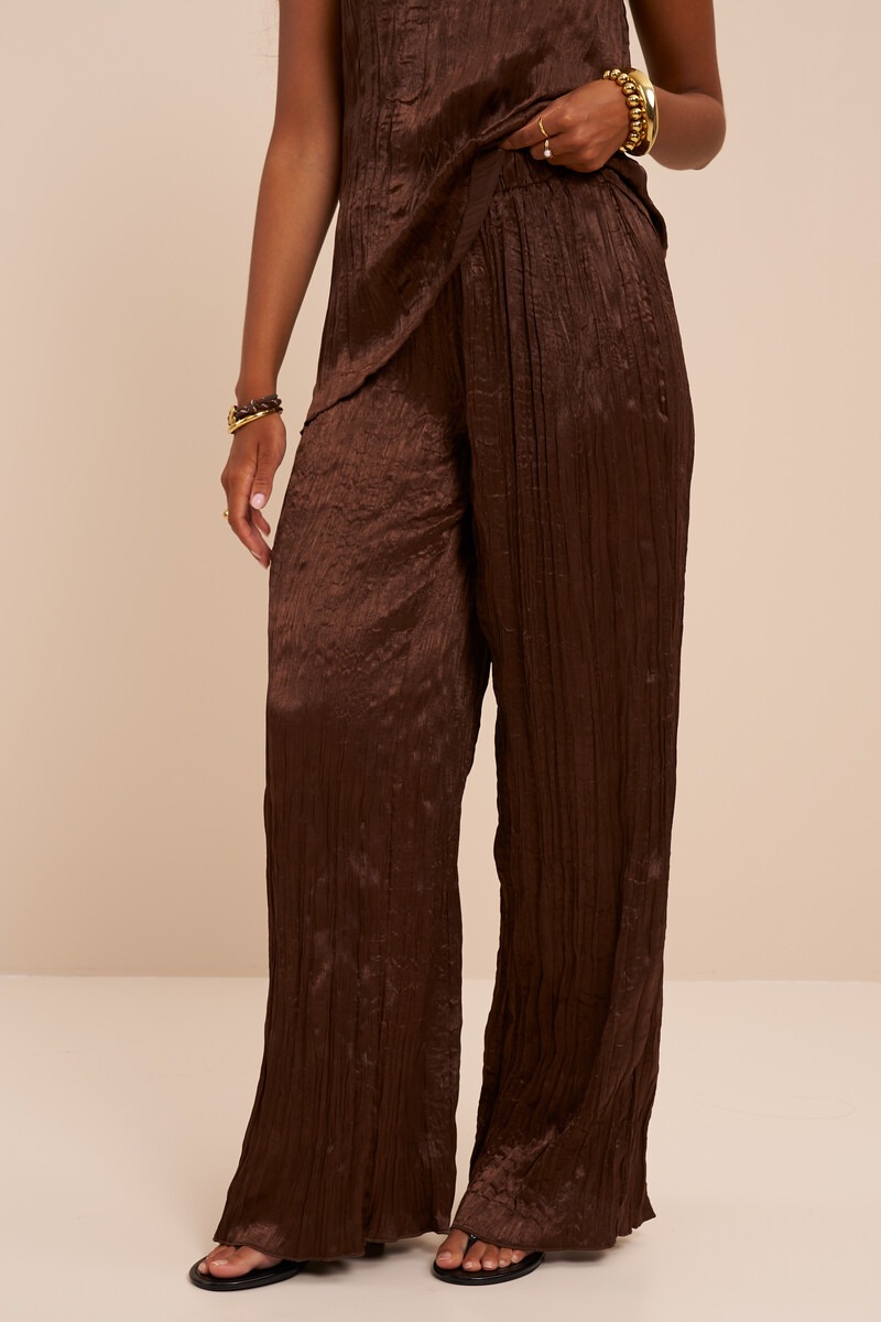 Brown wide leg trousers with structure | My Jewellery