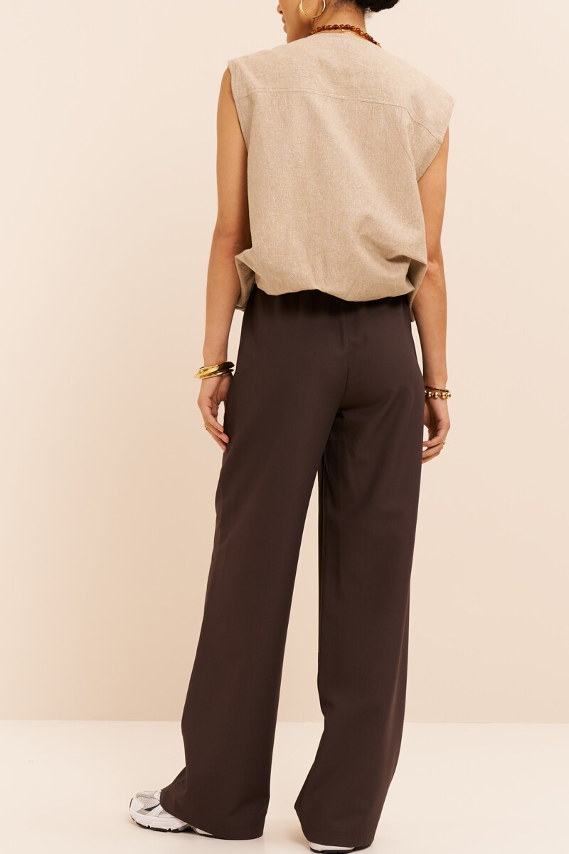 Brown wide trousers with pintuck | My Jewellery
