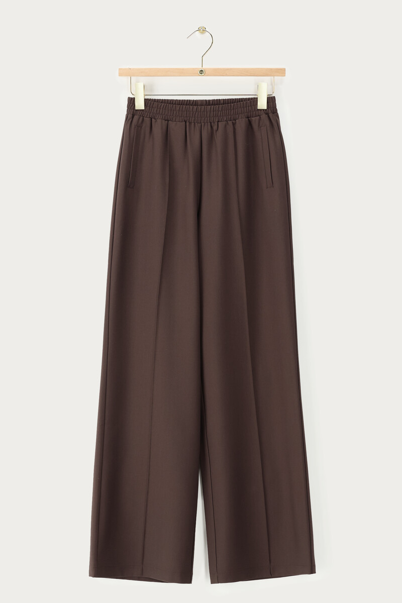Brown wide trousers with pintuck | My Jewellery