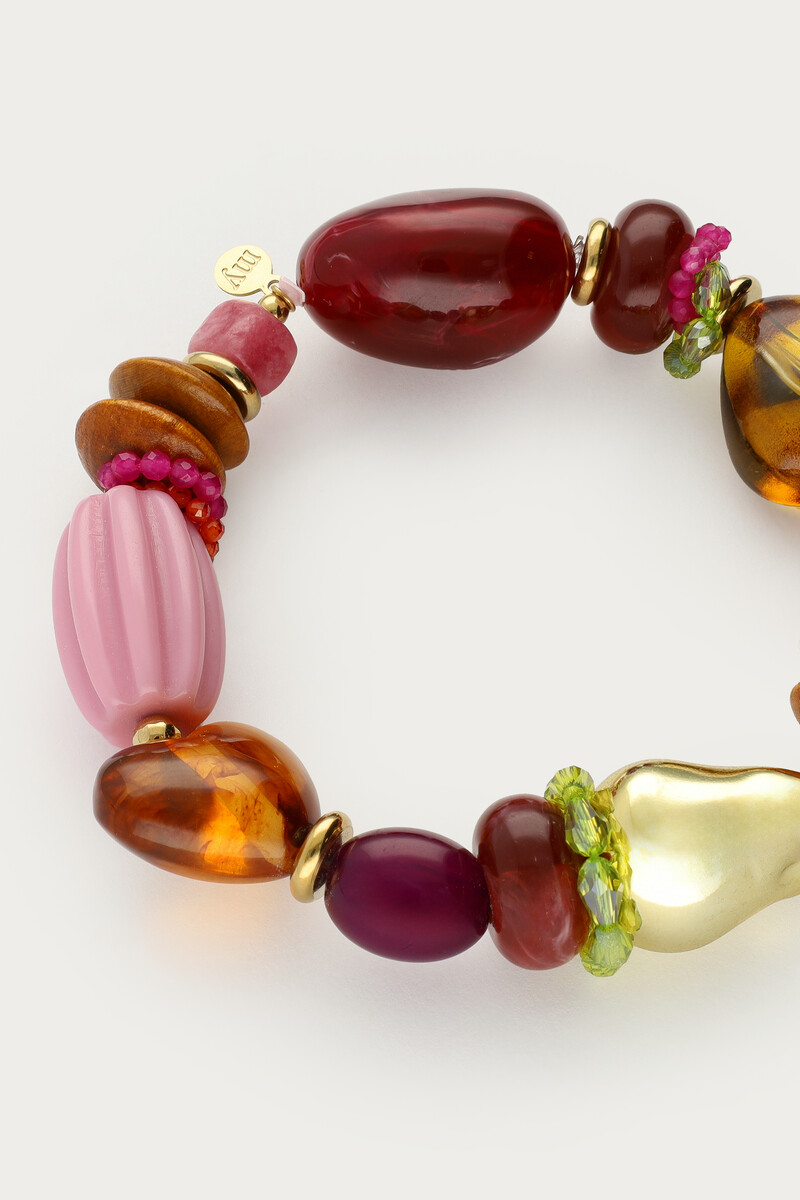 Burgundy rope bracelet with heart-shaped details | My Jewellery