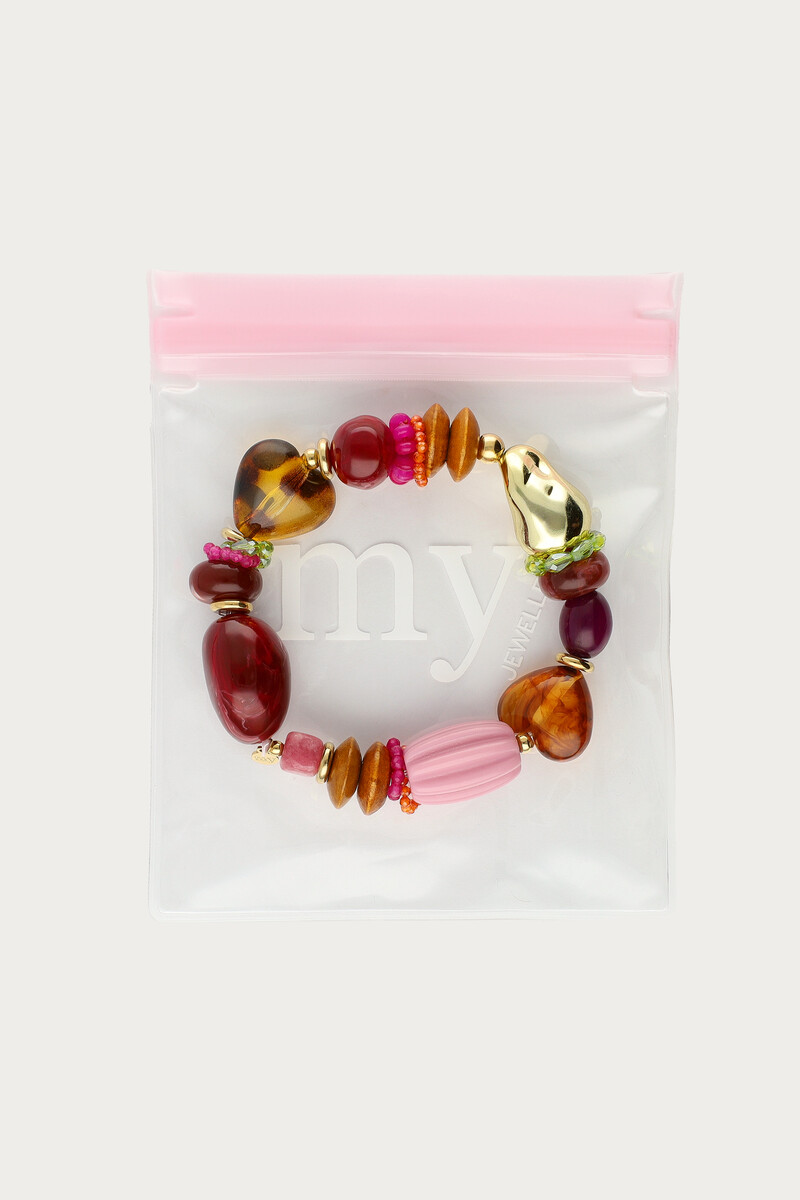 Burgundy rope bracelet with heart-shaped details | My Jewellery