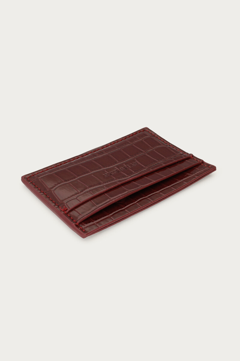 Burgundy card holder with croc design | My Jewellery