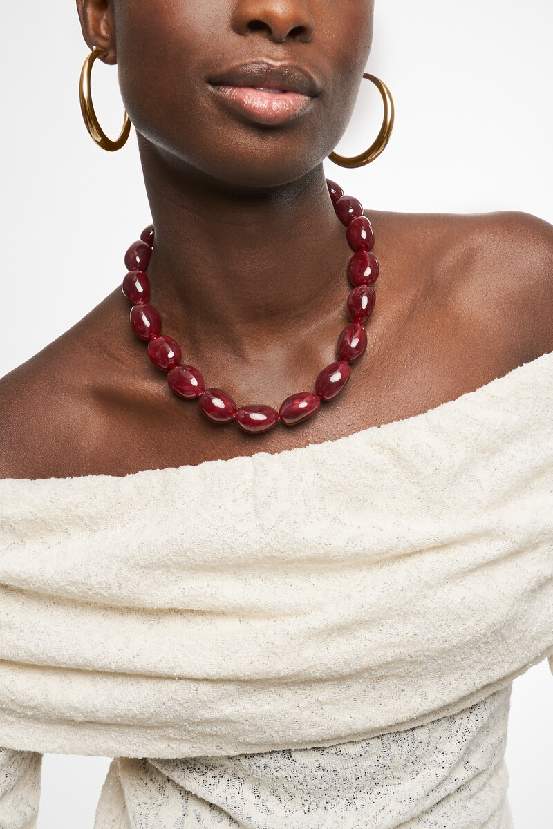 Burgundy chunky beaded necklace | My Jewellery