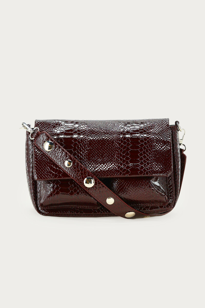 Burgundy crossbody bag with croco print | My Jewellery