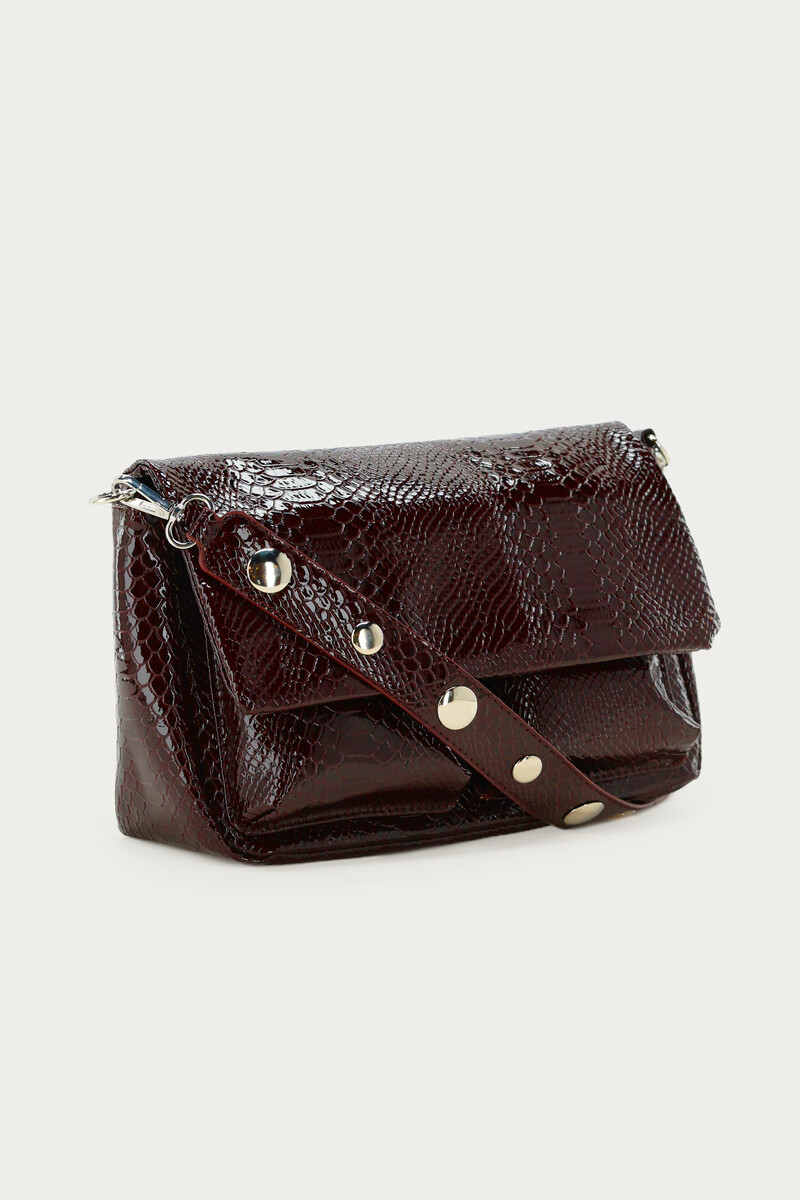 Burgundy crossbody bag with croco print | My Jewellery