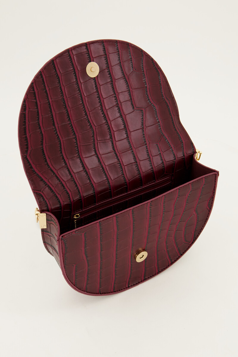 Red half moon crossbody bag with crocodile skin | My Jewellery