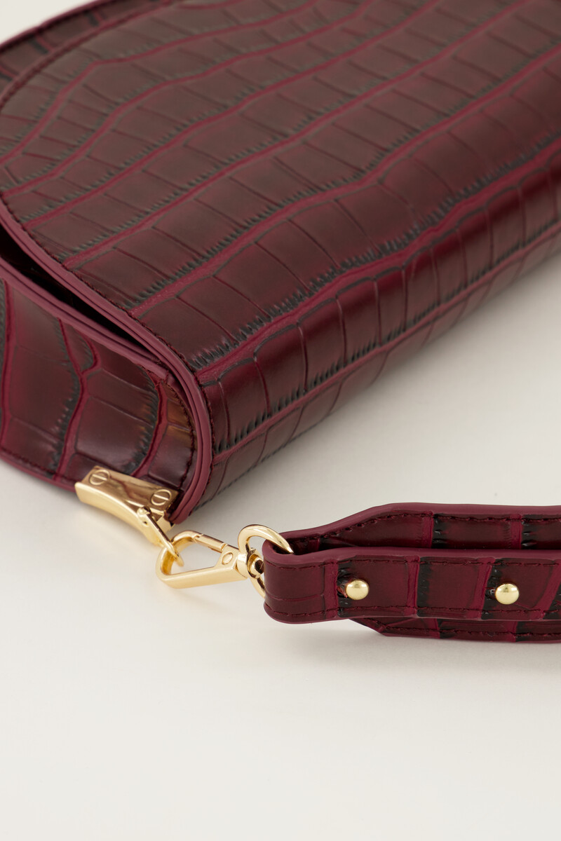 Red half moon crossbody bag with crocodile skin | My Jewellery