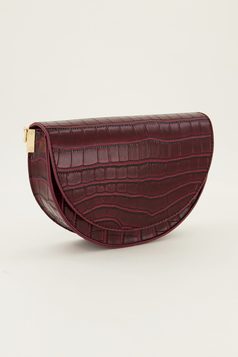 Red half moon crossbody bag with crocodile skin | My Jewellery