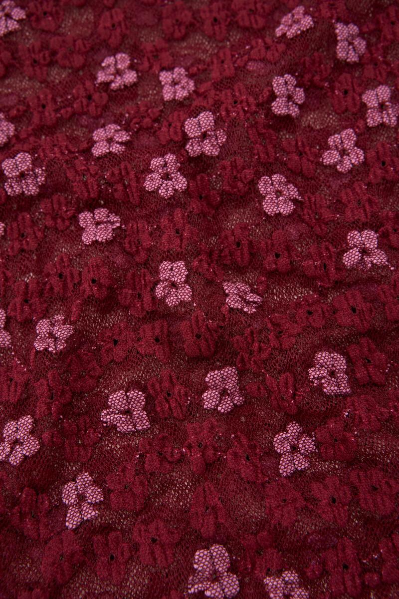 Burgundy lace top with floral print | My Jewellery