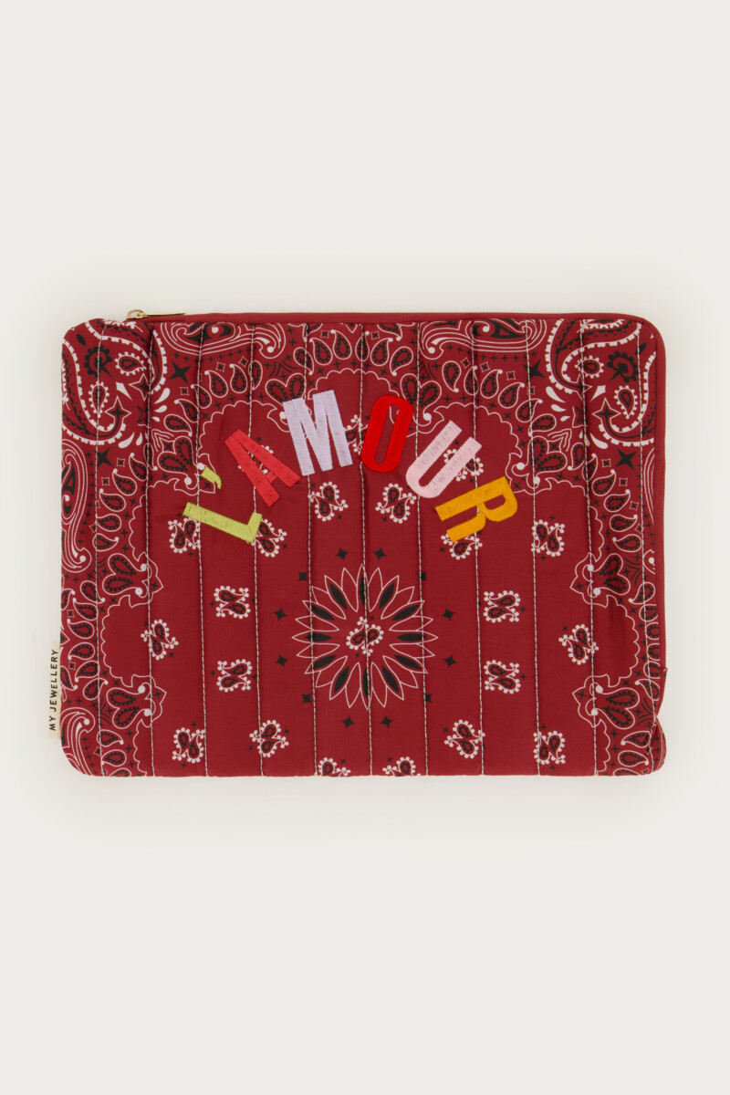 Burgundy laptop sleeve with bandana print | My Jewellery