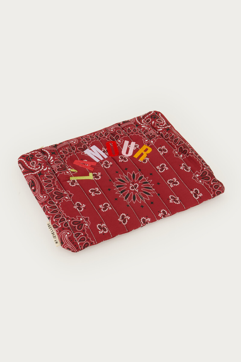 Burgundy laptop sleeve with bandana print | My Jewellery