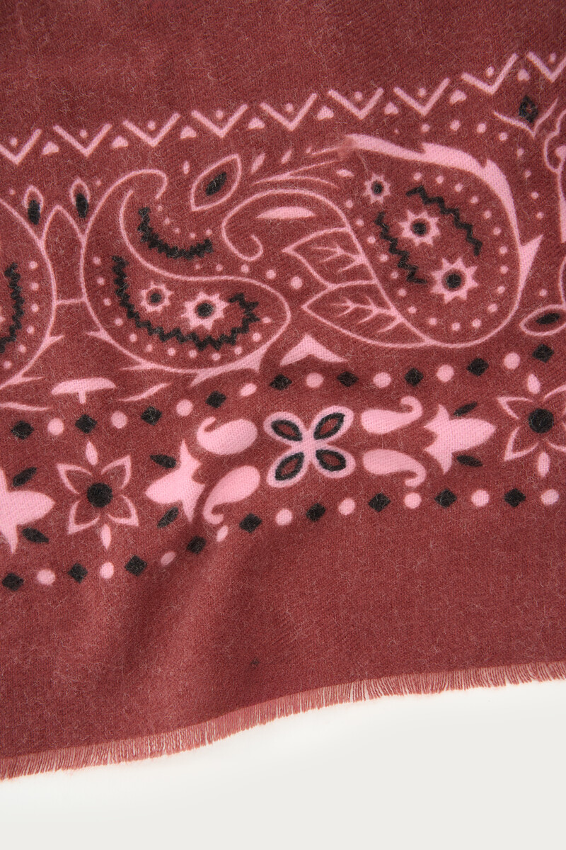 Burgundy large scarf with paisley print | My Jewellery