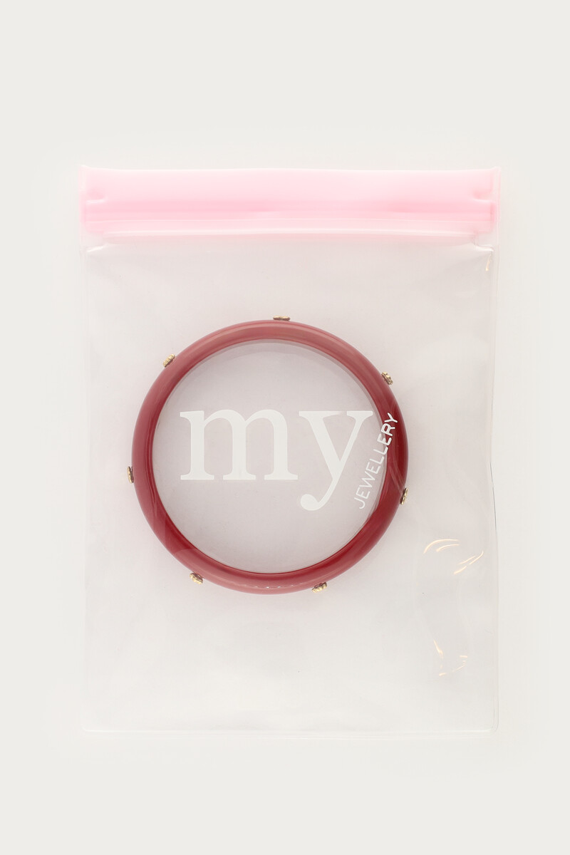 Burgundy resin bangle with studs | My Jewellery