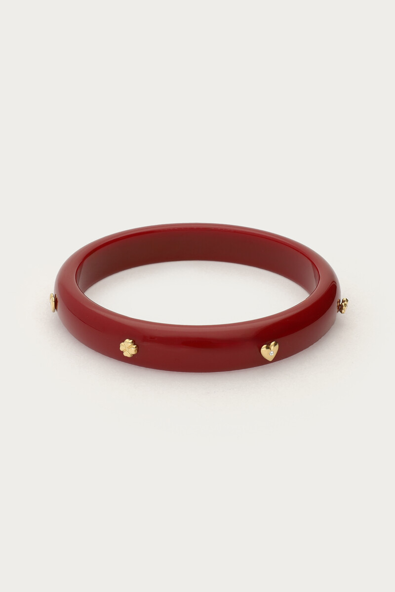 Burgundy resin bangle with studs | My Jewellery