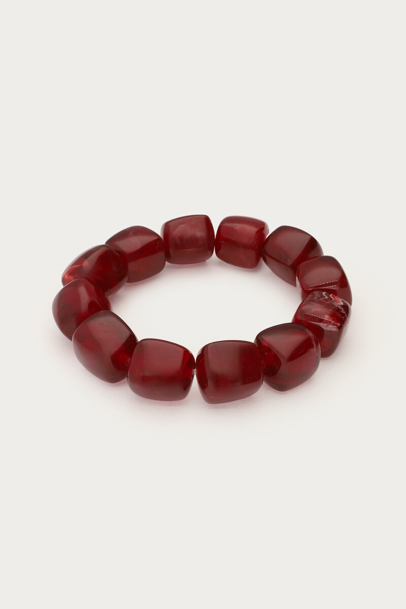 Burgundy statement bracelet with square beads | My Jewellery