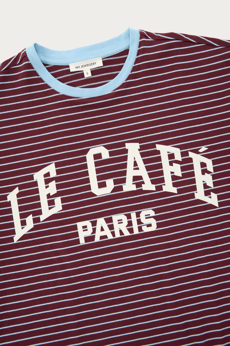 Burgundy striped-long sleeve 'Le cafe Paris' | My Jewellery