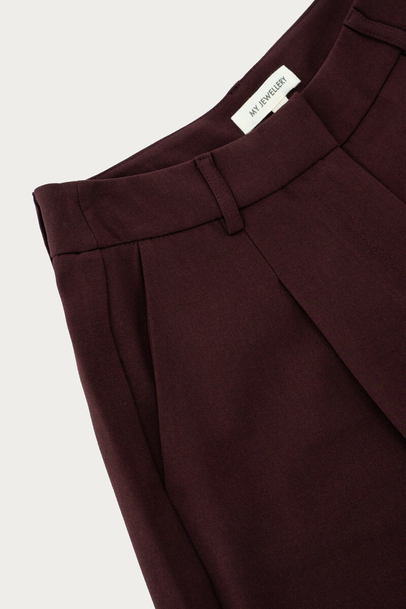 Burgundy wide trousers with pleats | My Jewellery