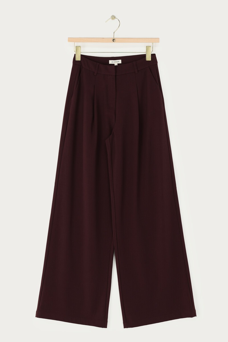 Burgundy wide trousers with pleats | My Jewellery
