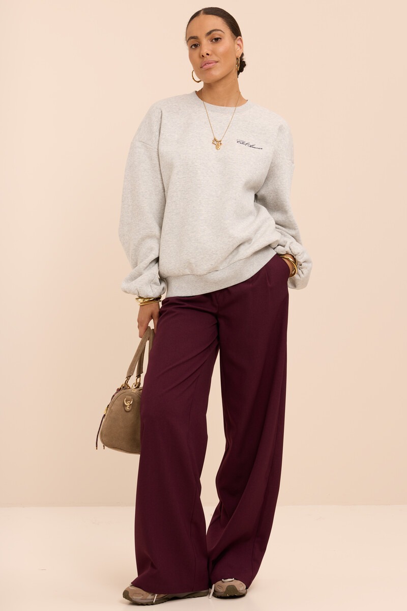 Burgundy wide leg trousers with wrap and bow | My Jewellery