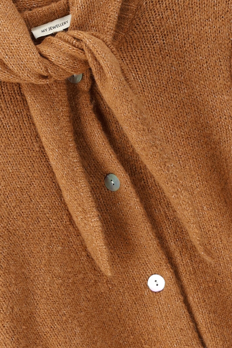 Camel cardigan with detachable scarf | My Jewellery