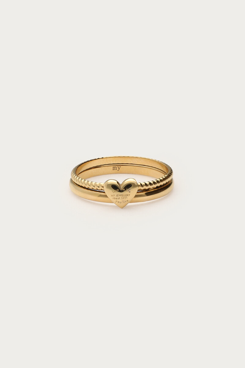 Candy double ring with heart