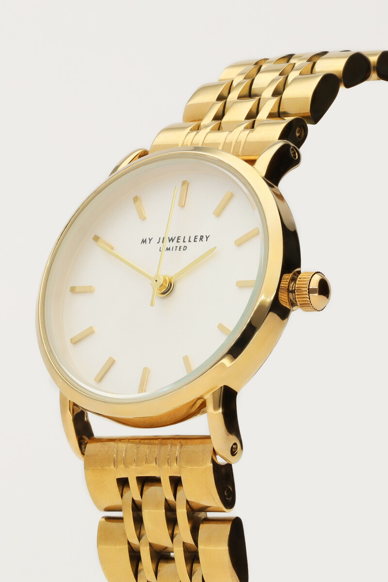 Chain-link watch with small white round watch face | My Jewellery