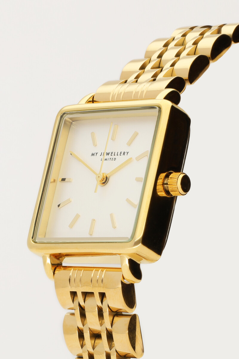 Chain-link watch with white square watch face | My Jewellery