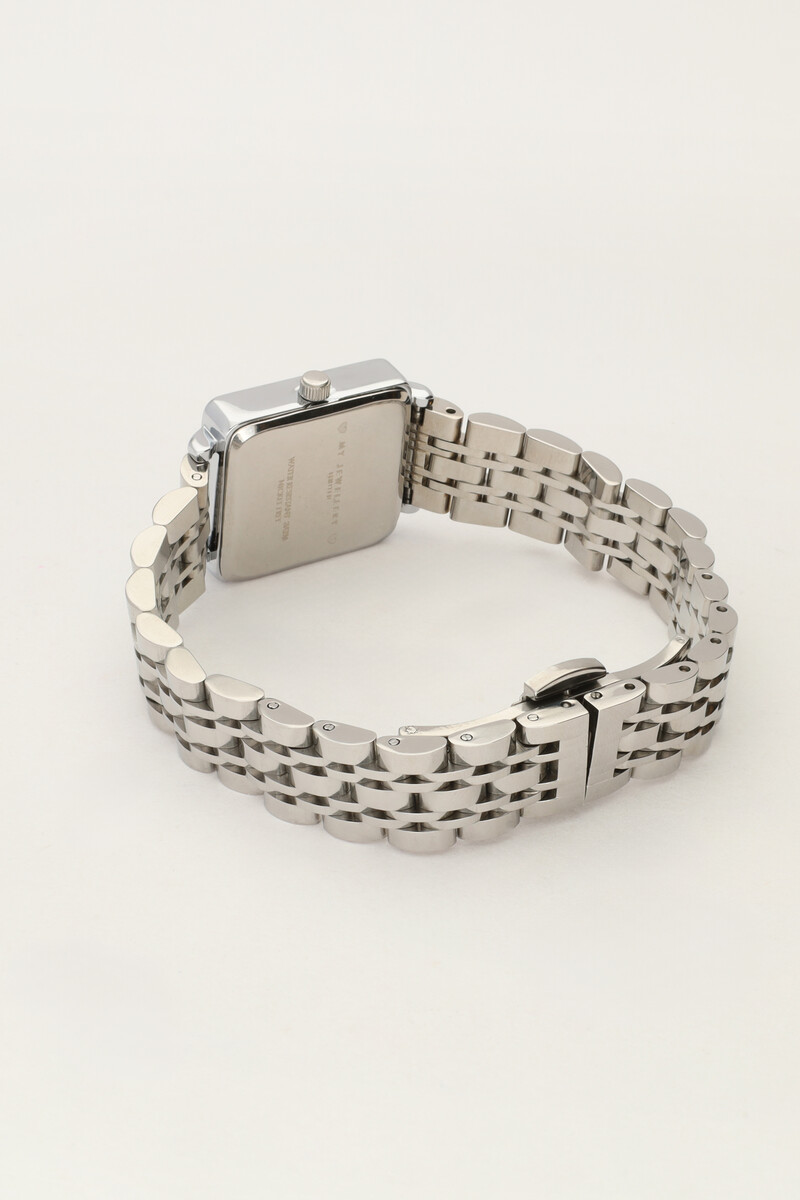 Chain-link watch with white square watch face | My Jewellery