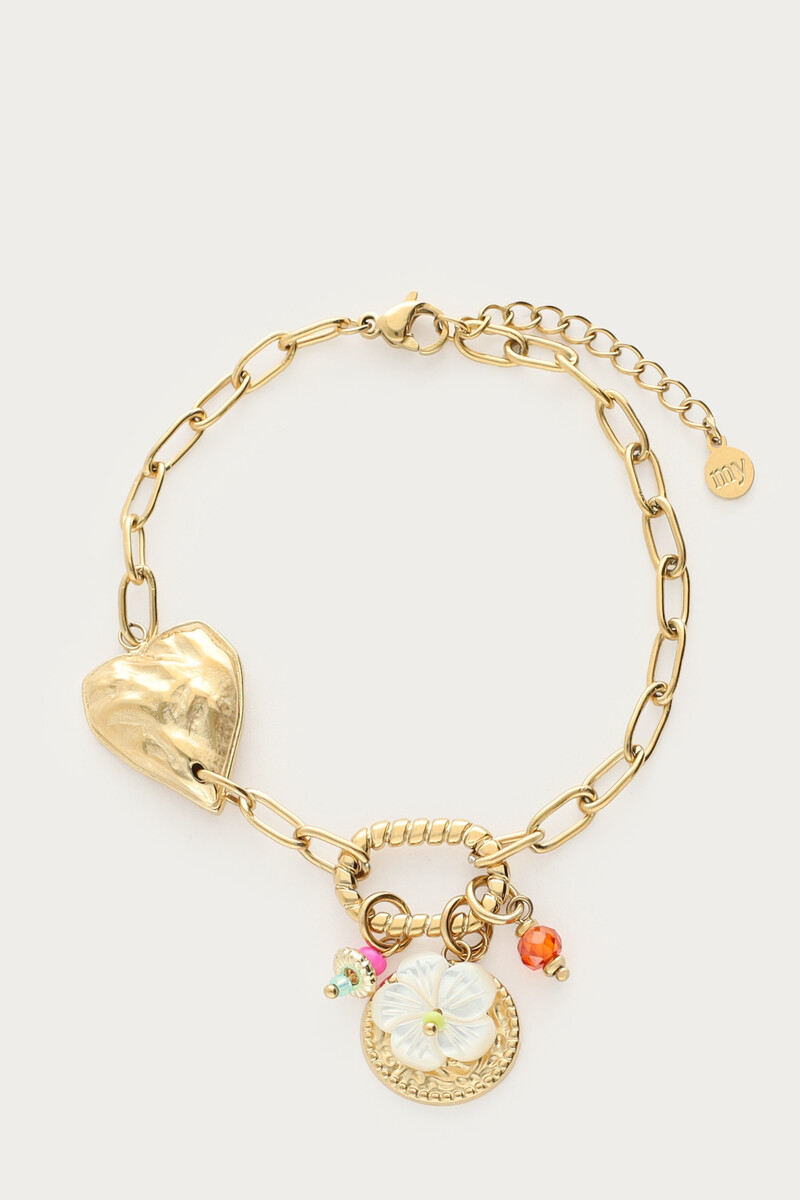 Chain bracelet with heart and multi charms | My Jewellery