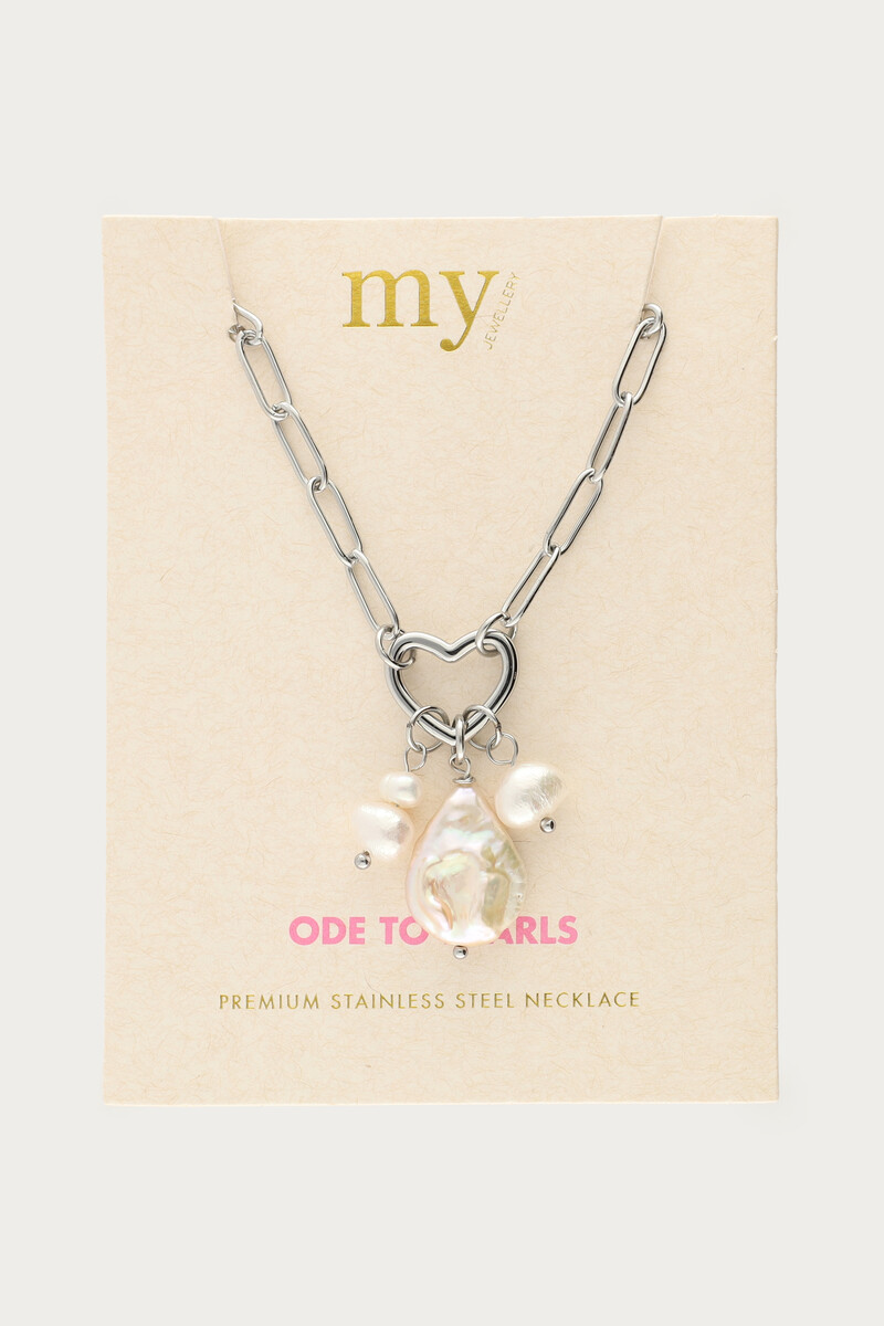Chain necklace with heart and natural pearls | My Jewellery