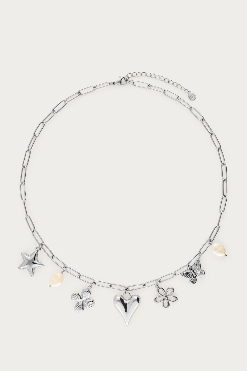 Chain necklace with multiple charms